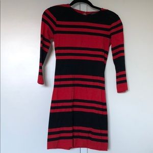 French Connection red and black stripes dress